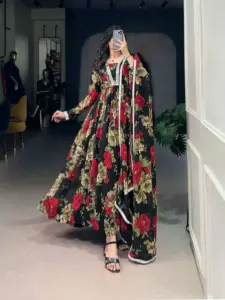 WMN 5040 Georgette Floral Printed Ladies Readymade Dress