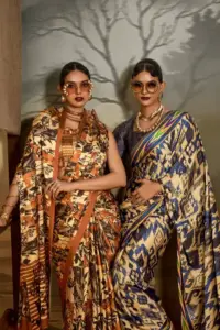 Sosy Satin Silk Printed Satin Crape Saree 2025