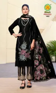 Jt Black Mango Rayon With Coding Dress Material For Women 2025