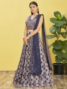 Zeel 113 Blue Chinon Lehenga Choli Wedding Collection Below 4000