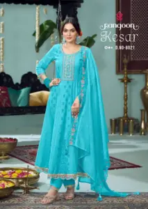 Rangoon Kesar Anarkali Style Khatli Handwork Readymade Suit 2025