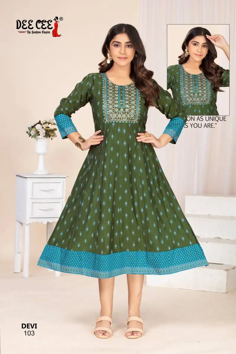 Deecee Devi Vol 2 Chanderi Printed Long Flared Kurtis Wholesale 2025