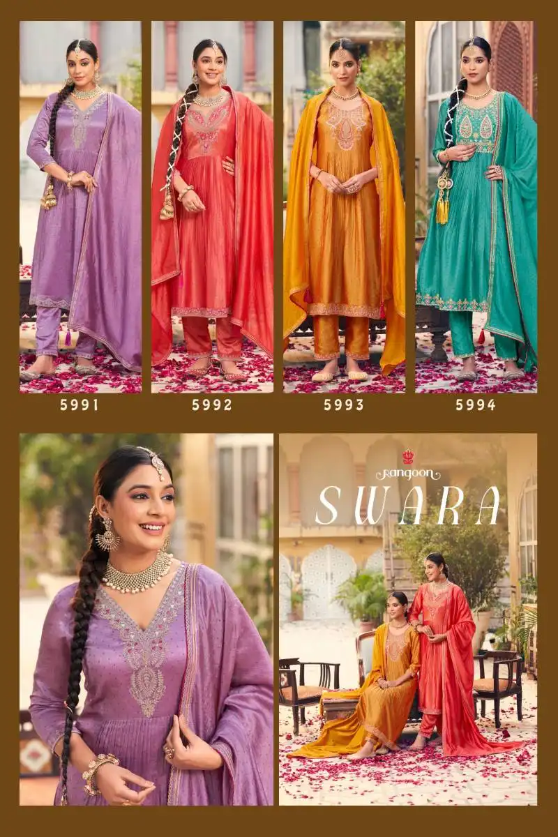 Rangoon Swara Silk With Fancy Work Readymade Suit Women 2025