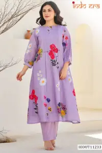 Indo Era 2578 Pure Cotton Floral Printed A Line Co Ord Set Collection