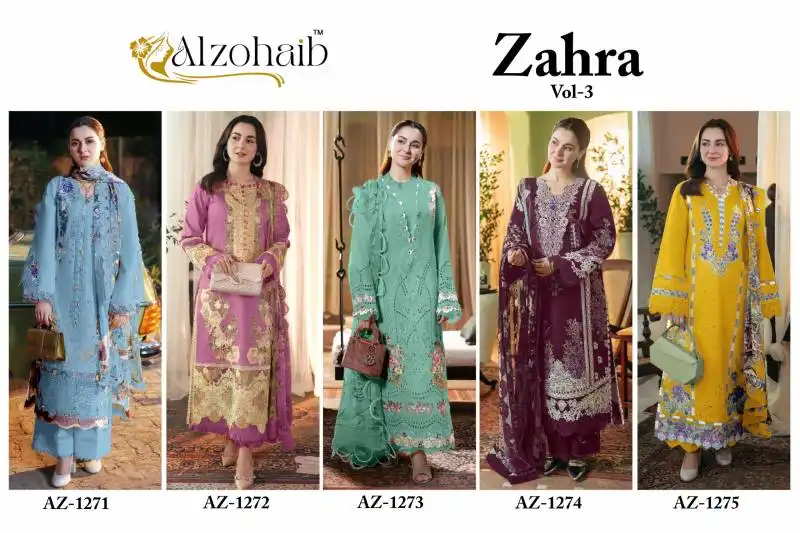 Alzohaib Zahra Vol 3 Cotton Pakistani Dress Materail Below 1000