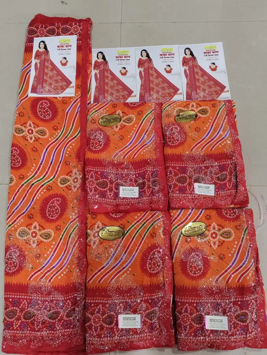 M2 Renial Saree Baba Dham Bandhani Print Collection