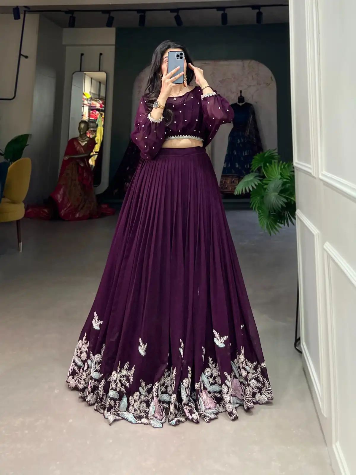 WMN 1118 Georgette Sequins Thread Embroidery Work Co Ord Set 2025