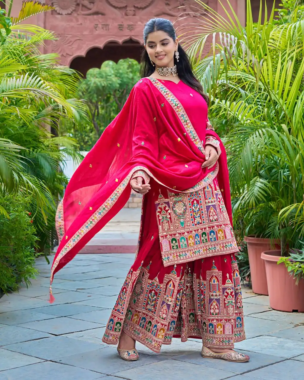 Sabina 5185C Chinon Silk Sharara Suit Wedding Collection