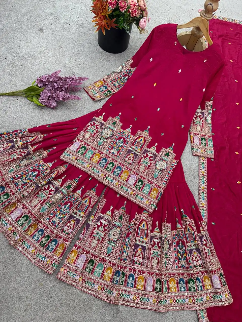 Sabina 5185C Chinon Silk Sharara Suit Wedding Collection