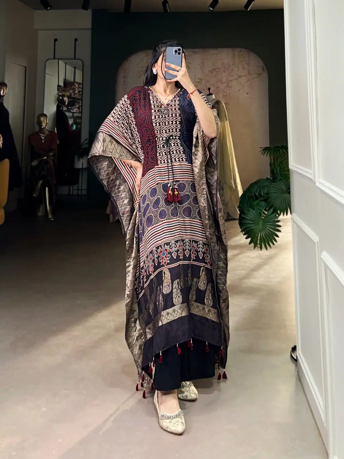 WMN 3022 Pure Viscose Zari Border Kaftan Collection 2025