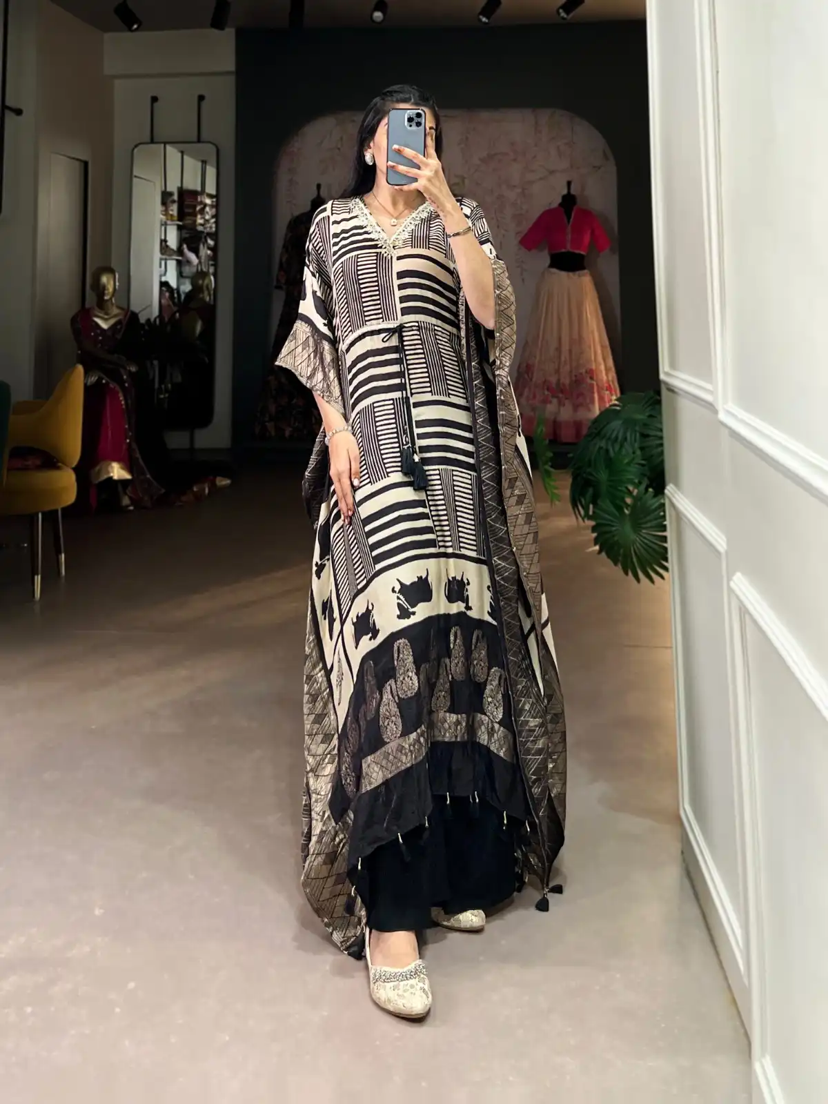 WMN 3022 Pure Viscose Zari Border Kaftan Collection 2025