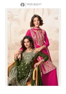 Aashirwad Poorva Chinnon Silk Readymade Kurti Palazzo Dress