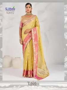 Sethnic Tatvika Self Zari Woven Tissue Linen Fancy Saree Collection