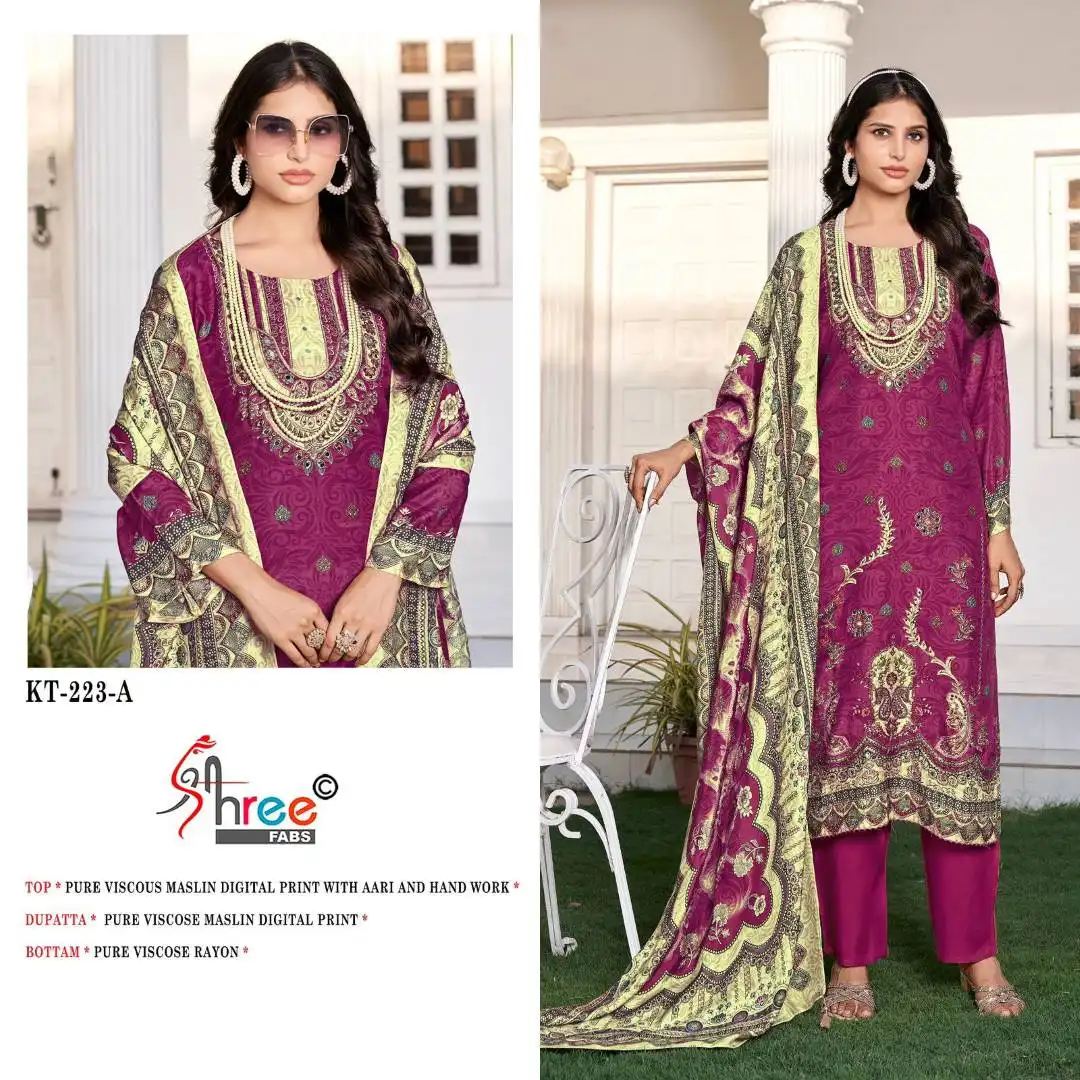 Shree Kt 223 Viscose Maslin Digital Print Salwar Suits Collection 2025