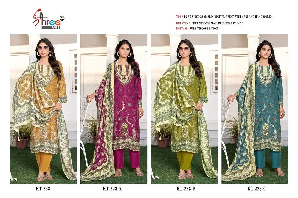 Shree Kt 223 Viscose Maslin Digital Print Salwar Suits Collection 2025