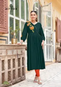 Mittoo Nora Rayon Thread Work Stylish Kurti Below 700