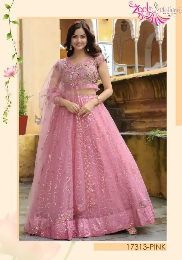 Zeel Vol 17313 Pink Soft Net Wedding Lehenga Choli Below 3000