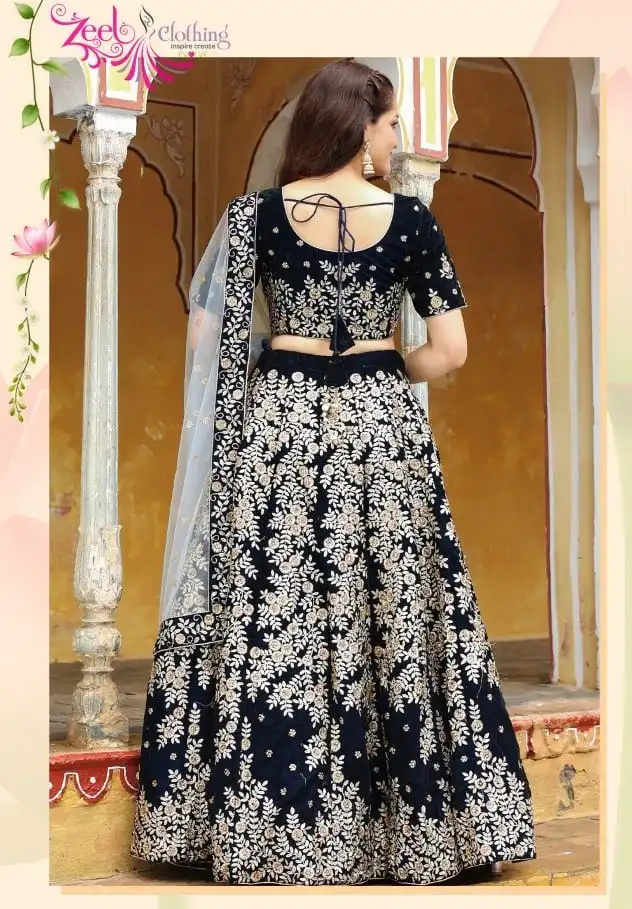 Zeel Vol 17707 Navy Blue Velvet Designer Wedding Lehenga Choli