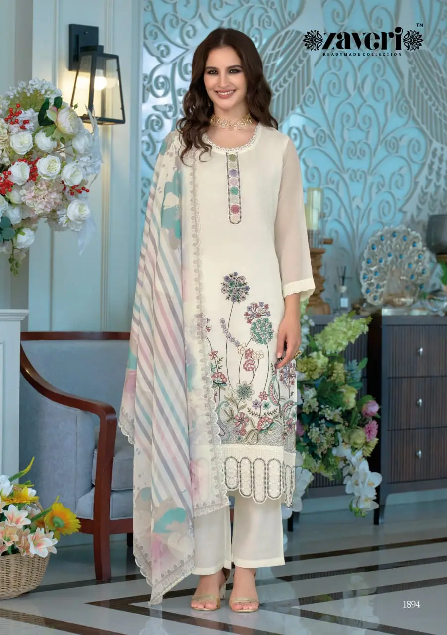 Zaveri Larisa Organza Embroidery Ready Made Suits Collection