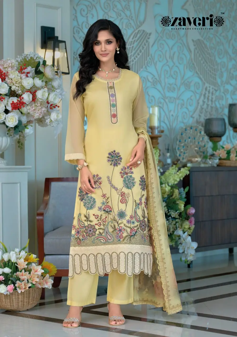 Zaveri Larisa Organza Embroidery Ready Made Suits Collection