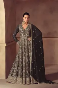 Gulkayra Hazael Chinon Gown Dupatta With Embroidery Work