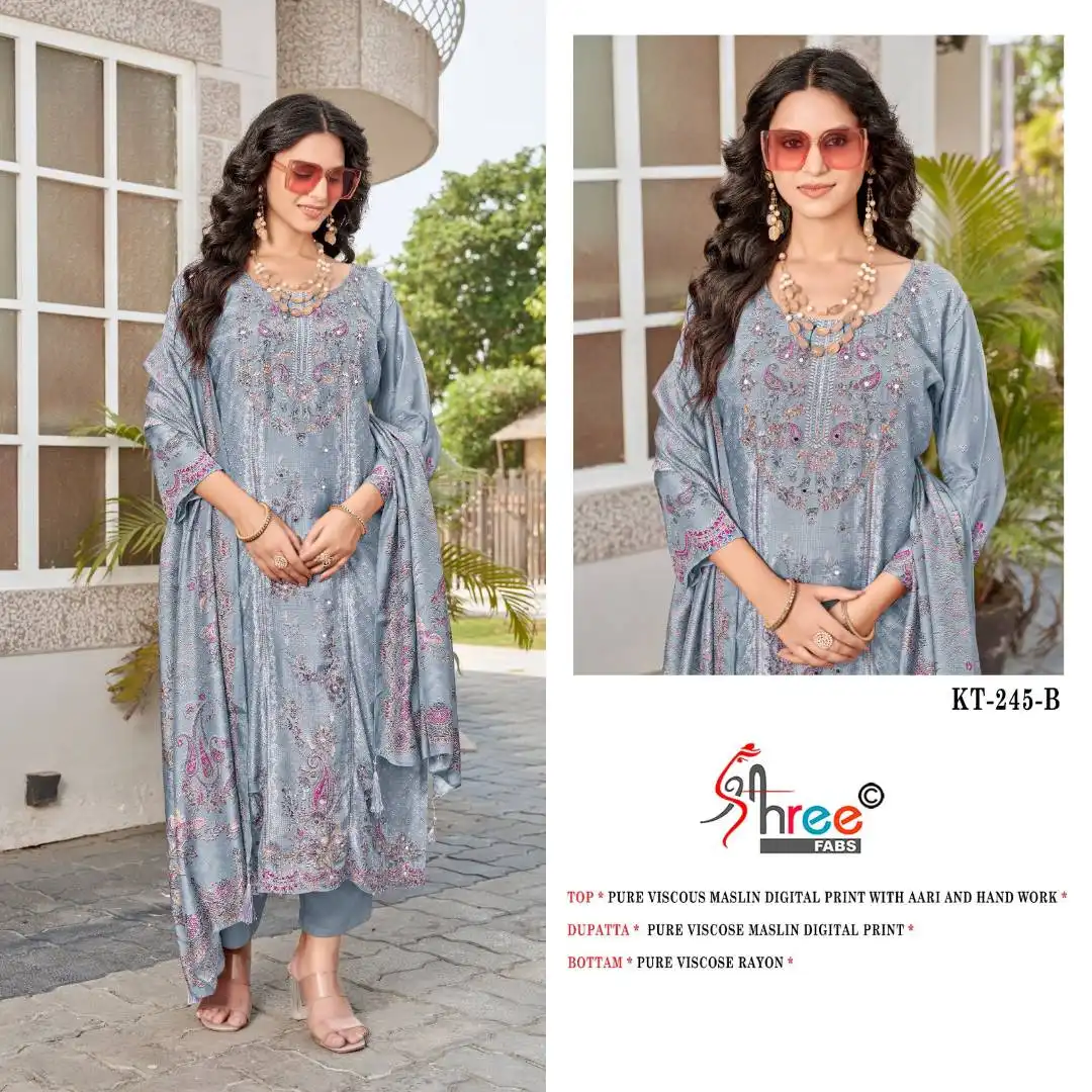 Shree Kt 245 Pure Viscose Digital Printed Dress Material 2025
