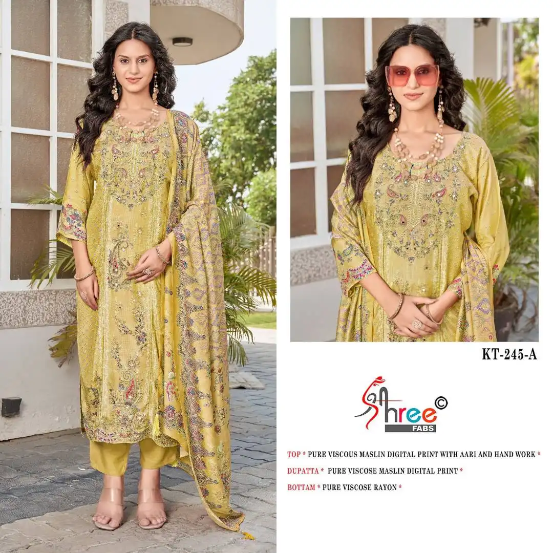 Shree Kt 245 Pure Viscose Digital Printed Dress Material 2025