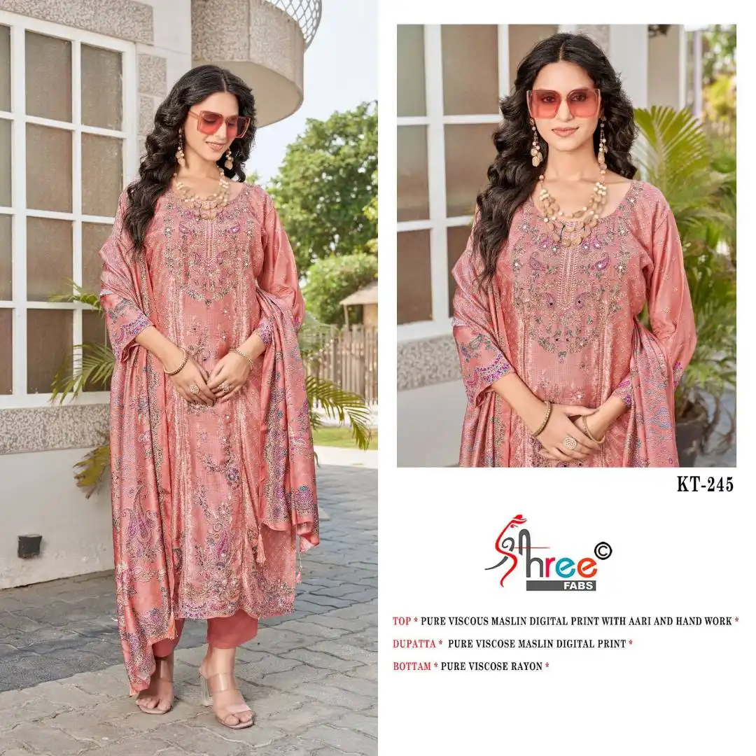 Shree Kt 245 Pure Viscose Digital Printed Dress Material 2025
