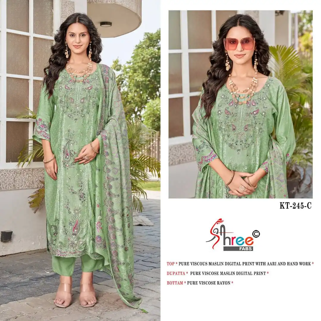 Shree Kt 245 Pure Viscose Digital Printed Dress Material 2025