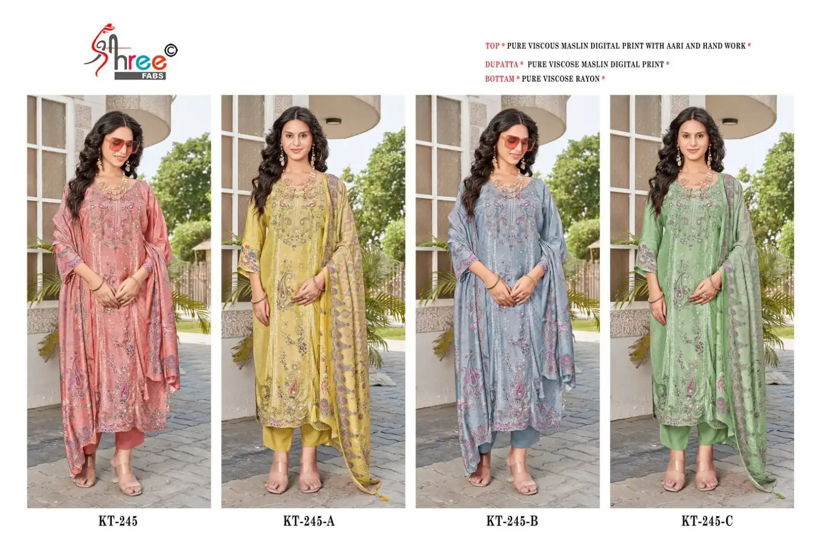 Shree Kt 245 Pure Viscose Digital Printed Dress Material 2025
