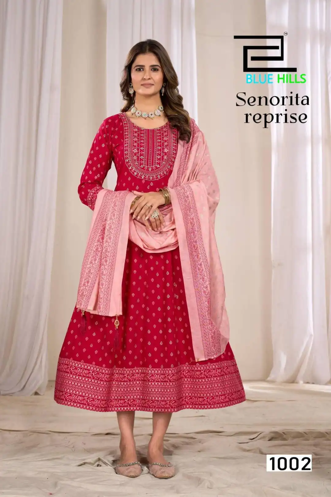 Blue Hills Senorita Reprise Rayon Anarkali Gown With Dupatta