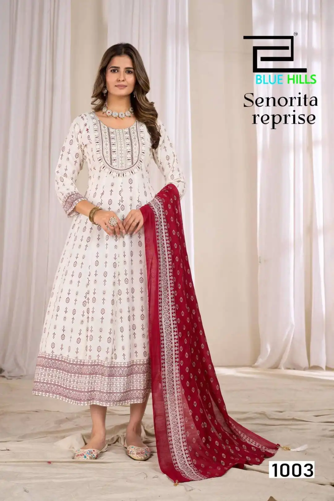 Blue Hills Senorita Reprise Rayon Anarkali Gown With Dupatta