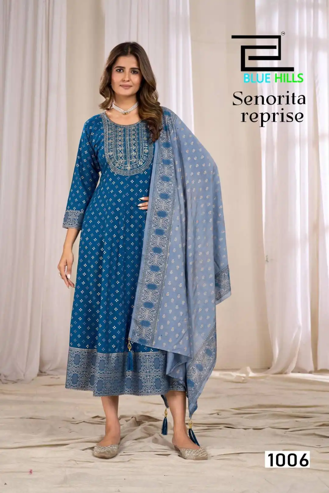 Blue Hills Senorita Reprise Rayon Anarkali Gown With Dupatta