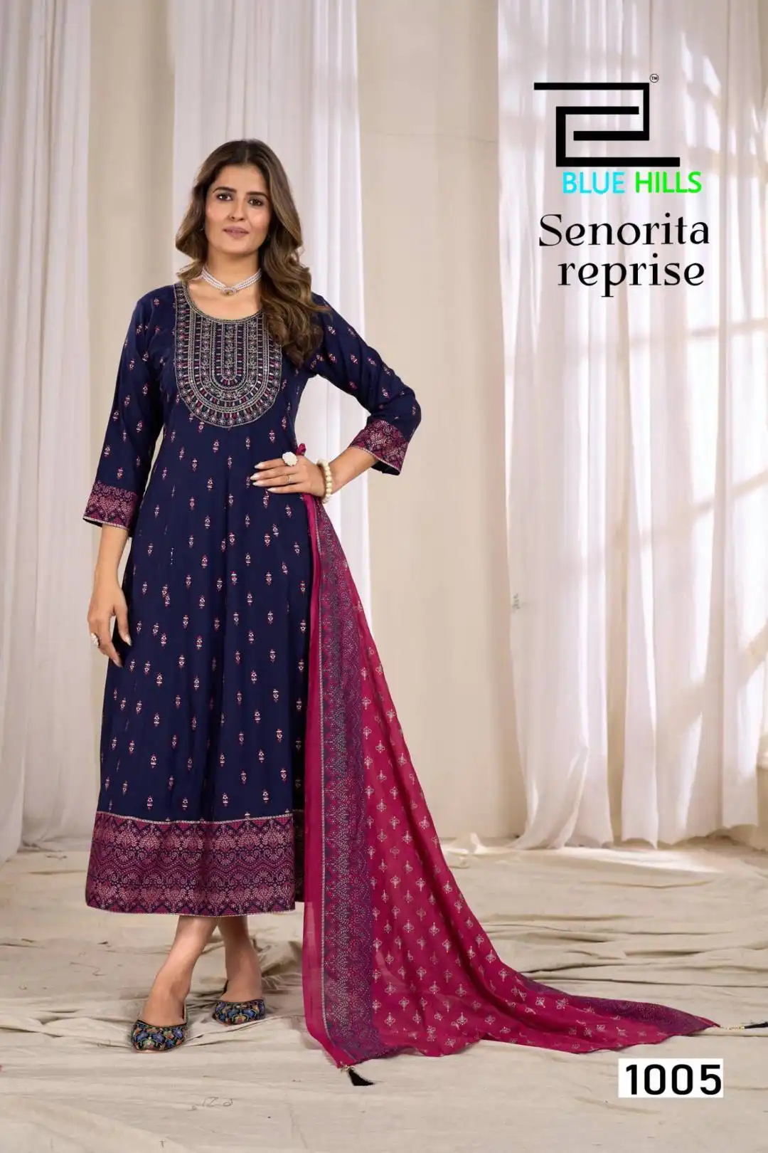 Blue Hills Senorita Reprise Rayon Anarkali Gown With Dupatta