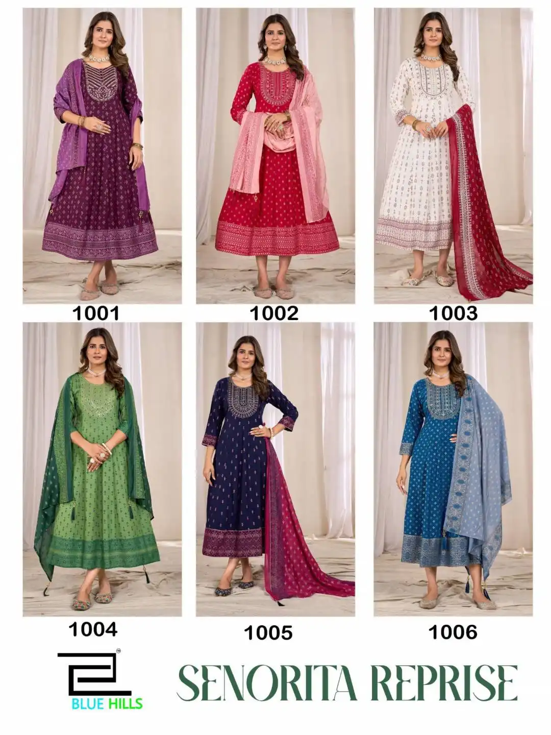 Blue Hills Senorita Reprise Rayon Anarkali Gown With Dupatta