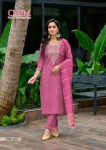 Ossm Mishu Vol 3 Roman Simmer Kurti Pant And Dupatta Collection