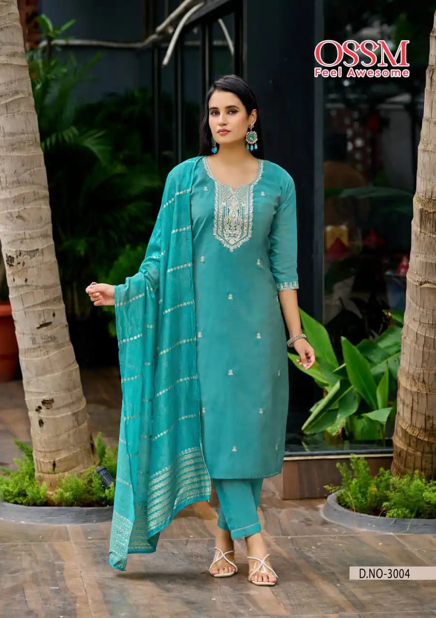 Ossm Mishu Vol 3 Roman Simmer Kurti Pant And Dupatta Collection