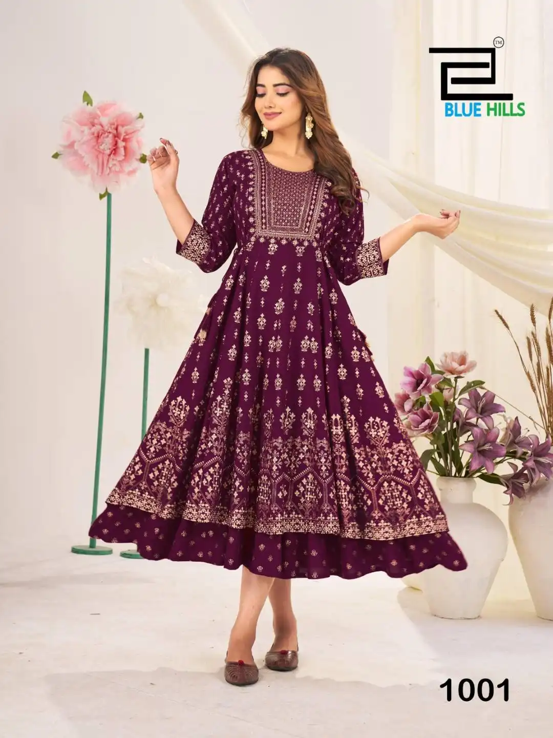 Blue Hills Jyotika Rayon Anarkali Kurti Diwali Collection Below 1500