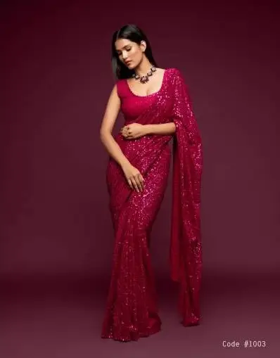 Zeel Hot Pink Georgette Party Wear Saree 2025