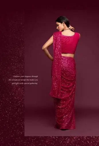 Zeel Hot Pink Georgette Party Wear Saree 2025