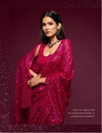 Zeel Hot Pink Georgette Party Wear Saree 2025