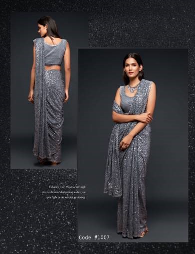Zeel Slate Grey Georgette Party Wear Saree Collection
