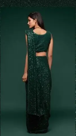 Zeel Deep Green Georgette Party Wear Saree Collection
