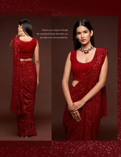 Zeel Ruby Rad Georgette Party Wear Saree Collection