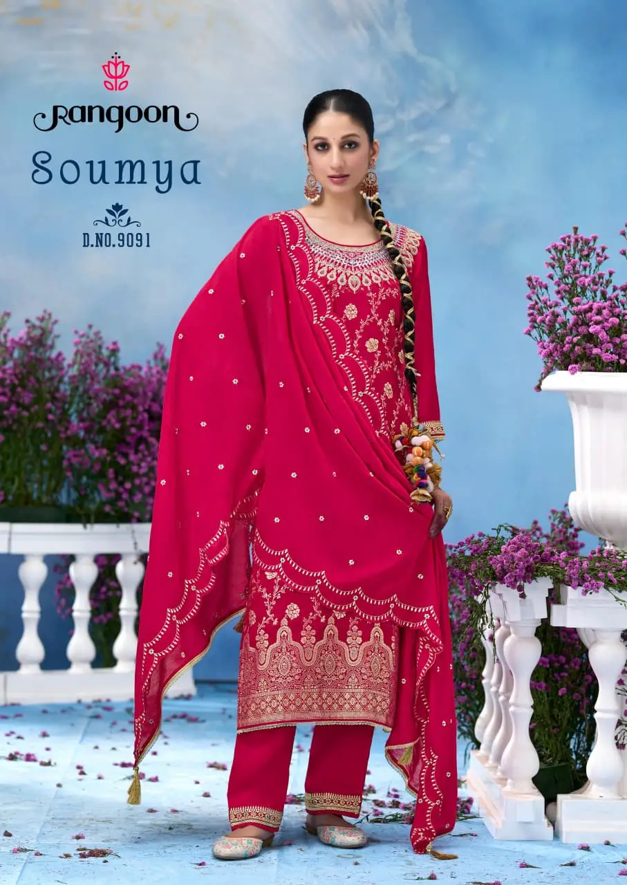 Rangoon Soumya Russian Kurti Pant And Dupatta Collection