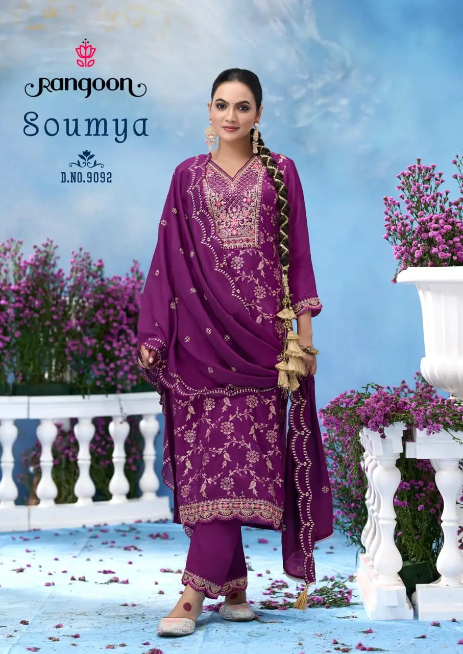 Rangoon Soumya Russian Kurti Pant And Dupatta Collection