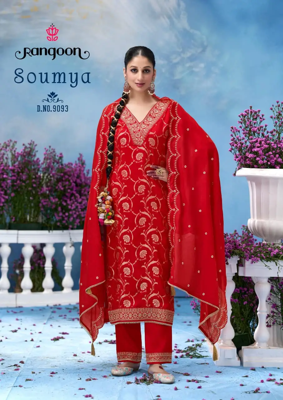 Rangoon Soumya Russian Kurti Pant And Dupatta Collection