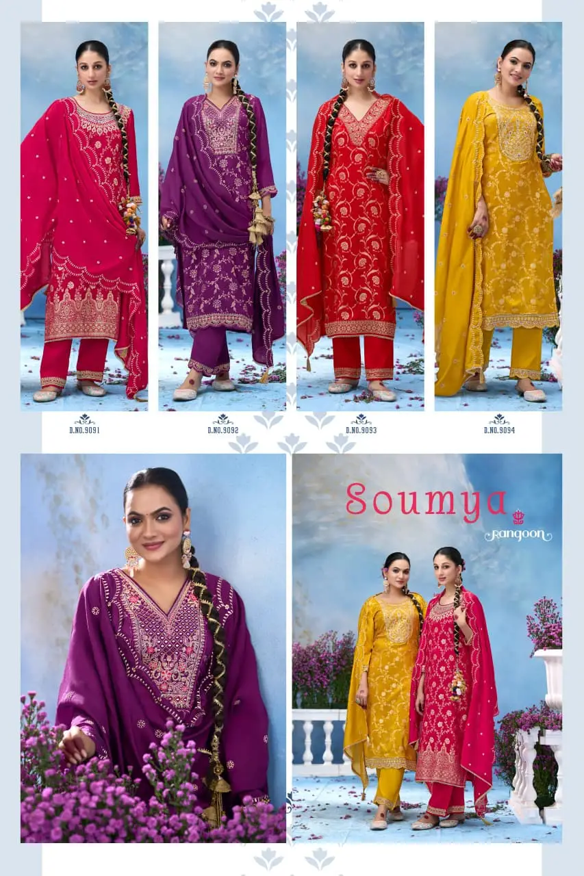 Rangoon Soumya Russian Kurti Pant And Dupatta Collection