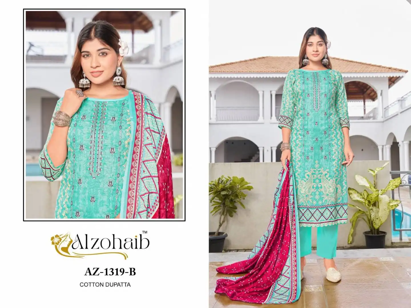 Alzohaib Lamhay Vol 2 Cotton Pakistani Suit Dress Material