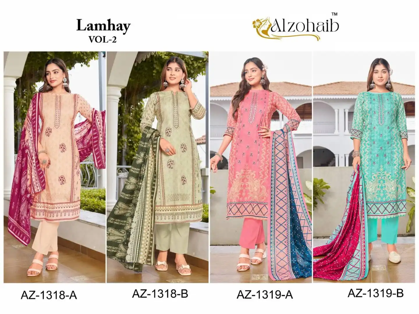 Alzohaib Lamhay Vol 2 Cotton Pakistani Suit Dress Material